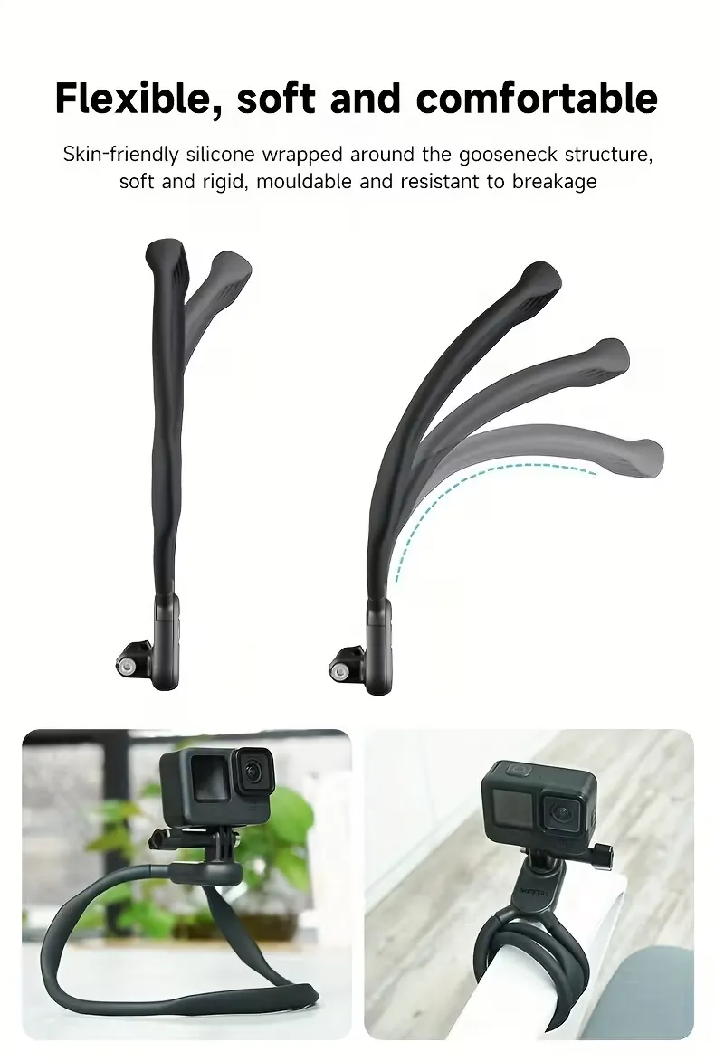 TELESIN U Shape Neck Holder Mount SE, avec coussin d'air, support de vlog vidéo POV mains libres, adapté pour la caméra d'action Go Pro , DJI Action 3 4 5 Pro Waffir.Ma TELESIN Maroc Des