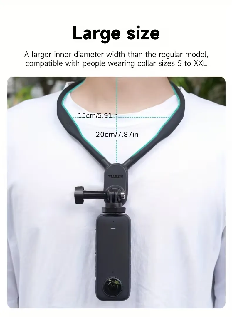 TELESIN U Shape Neck Holder Mount SE, avec coussin d'air, support de vlog vidéo POV mains libres, adapté pour la caméra d'action Go Pro , DJI Action 3 4 5 Pro Waffir.Ma TELESIN Maroc Des