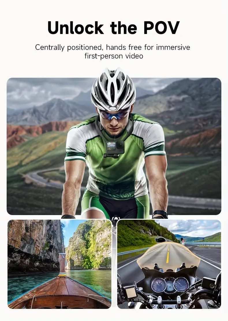 TELESIN U Shape Neck Holder Mount SE, avec coussin d'air, support de vlog vidéo POV mains libres, adapté pour la caméra d'action Go Pro , DJI Action 3 4 5 Pro Waffir.Ma TELESIN Maroc Des