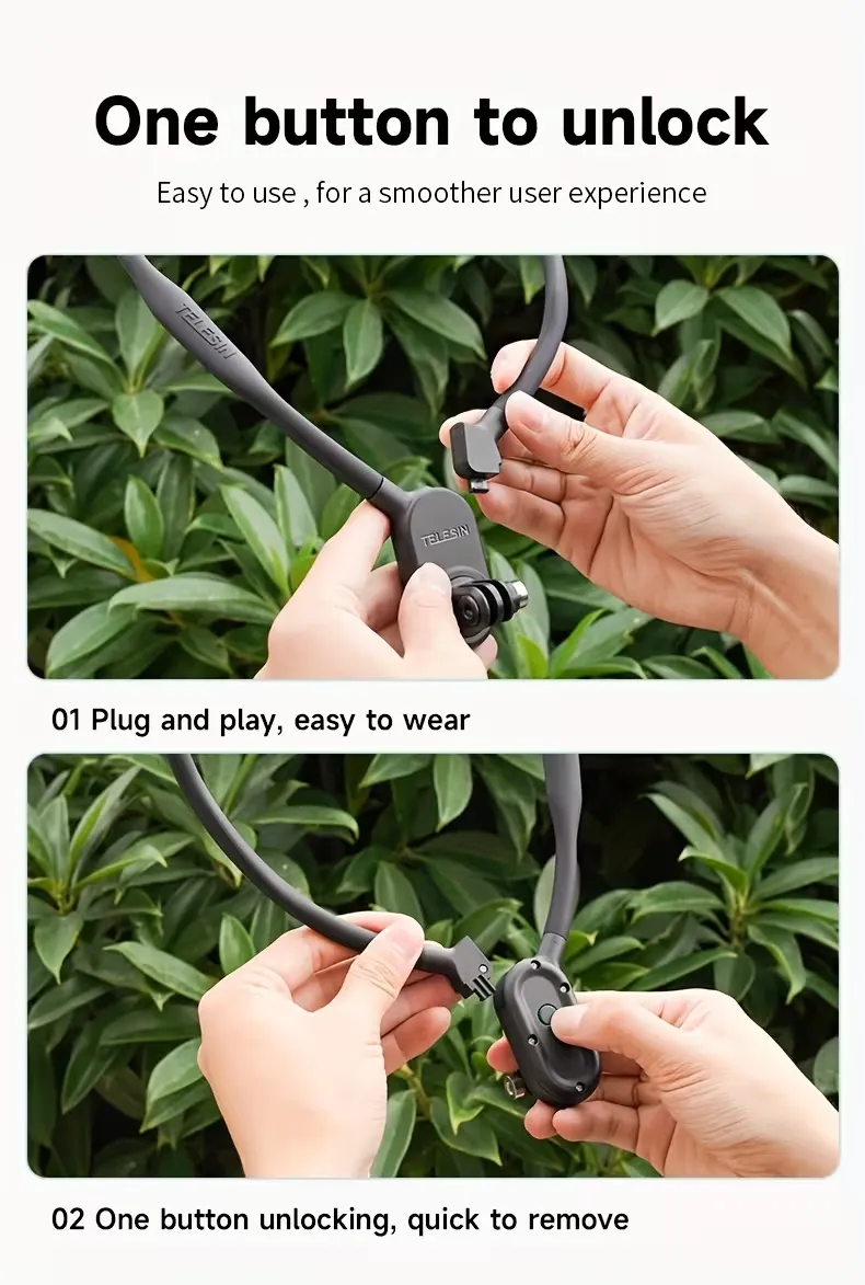 TELESIN U Shape Neck Holder Mount SE, avec coussin d'air, support de vlog vidéo POV mains libres, adapté pour la caméra d'action Go Pro , DJI Action 3 4 5 Pro Waffir.Ma TELESIN Maroc Des
