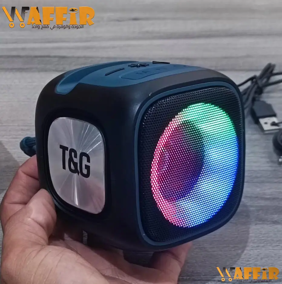T&G Speaker TG-359 LED BT RGB Waffir.Ma T&G Speakers Maroc Lumière Portable Sans Fil Bluetooth Haut-Parleur support TF USB AUX Mains Libres TWS Batterie Rechargeable Waffir.Ma T&G Speakers Maroc