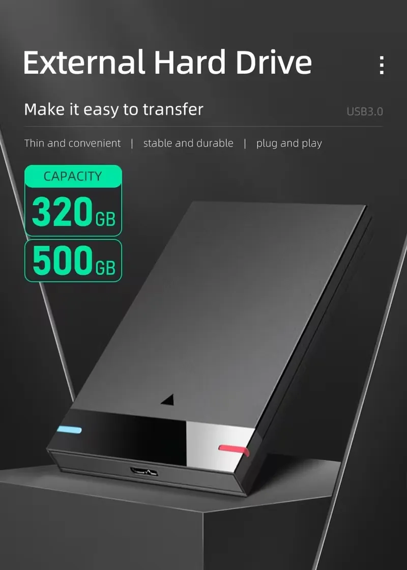 Disque Dur Externe Compact, 320GB Stockage Portable, USB 3.0 Lecture & Écriture Haute Vitesse Disque Mécanique pour Ordinateurs et PC Waffir.Ma Disque Dur Externe Maroc DES