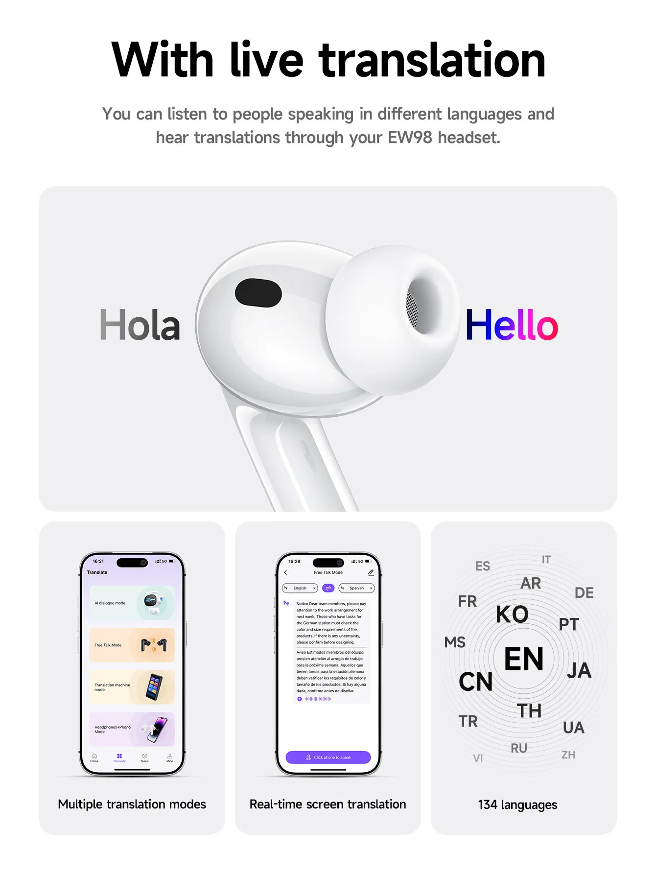 HOCO EW98 iA TWS Traduction ANC Écouteurs sans fil à réduction de bruit, traduction iA intelligente et suivi de la fréquence cardiaque. Écouteurs Bluetooth intra-auriculaires Waffir.Ma HOCO Maroc 