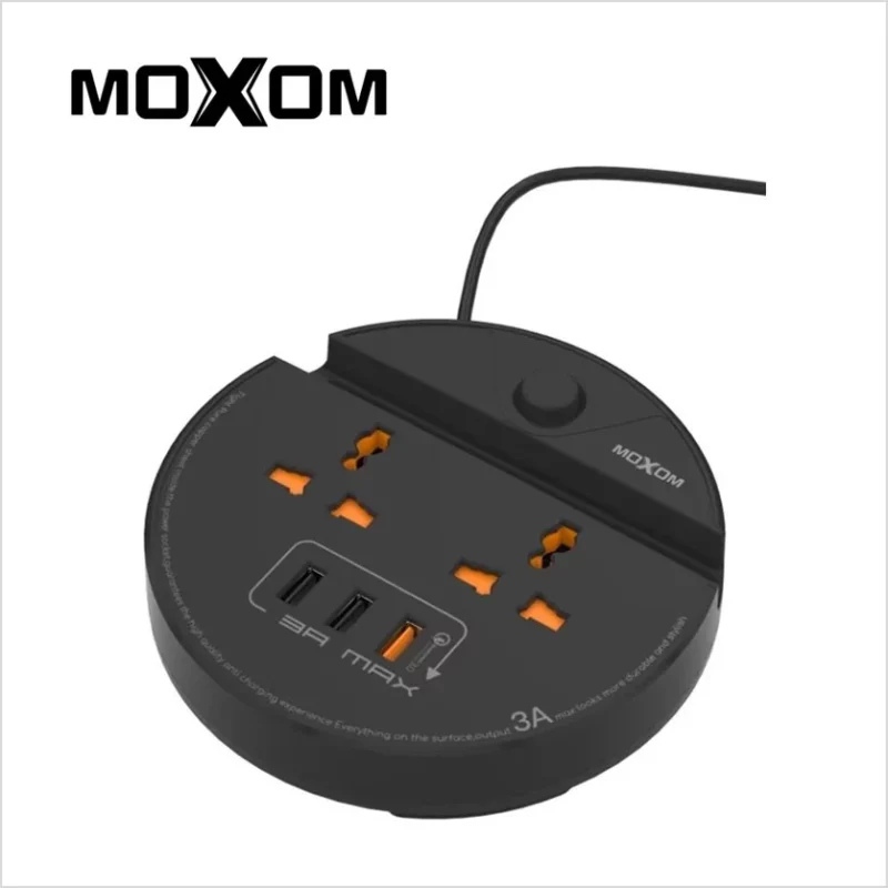 Moxom MX-ST03 Multiprise 2 prise d'alimentation+3 USB QC3.0 Chargeur rapide avec support mobile Waffir.Ma MOXOM MAROC