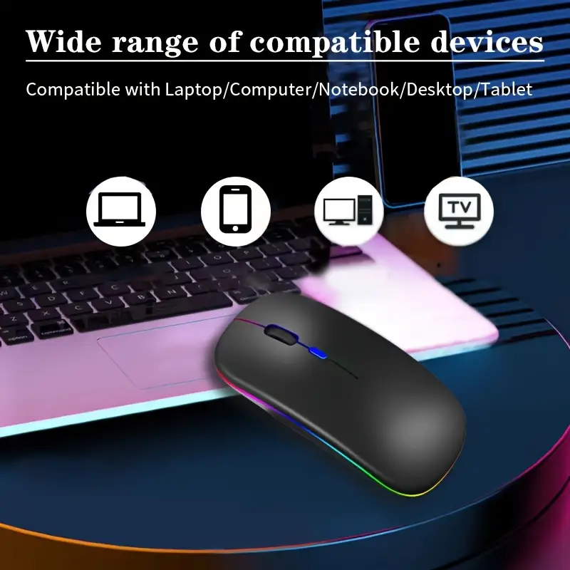 Souris Sans Fil Ultra Fine, Souris Optique à Double Mode LED, Souris Sans Fil Silencieuse Portable avec Récepteur USB, Commutation de Mode 2.4G et Sans Fil, Rechargeable, Compatible avec PC, Tablette, Laptop, Desktop, Ordinateur Portable, Bureau, Maison, Jeu Waffir.Ma Gaming Maroc