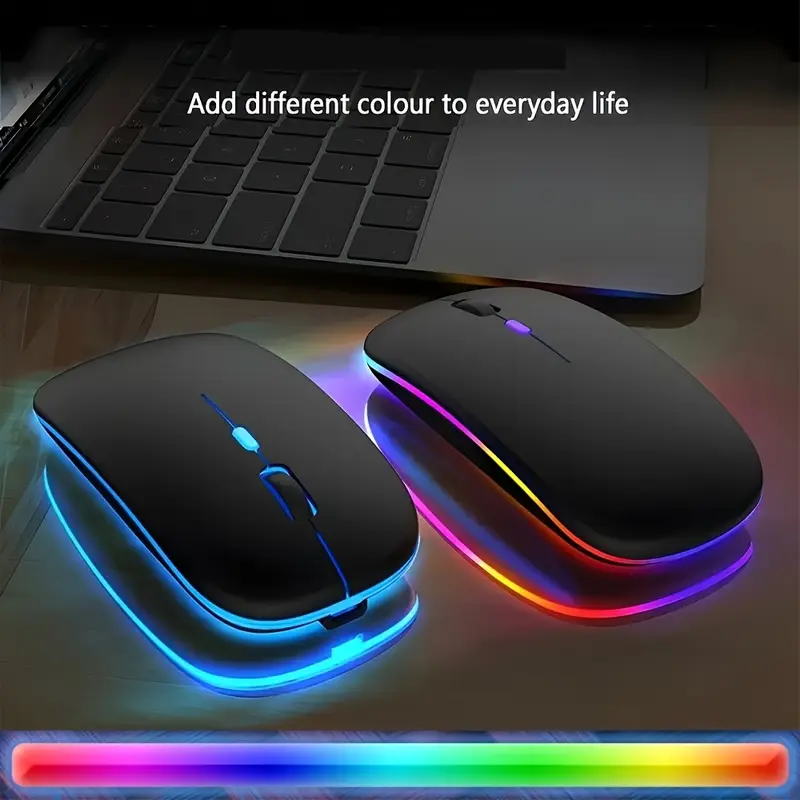 Souris Sans Fil Ultra Fine, Souris Optique à Double Mode LED, Souris Sans Fil Silencieuse Portable avec Récepteur USB, Commutation de Mode 2.4G et Sans Fil, Rechargeable, Compatible avec PC, Tablette, Laptop, Desktop, Ordinateur Portable, Bureau, Maison, Jeu Waffir.Ma Gaming Maroc