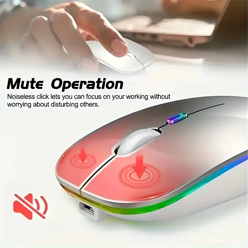 Souris Sans Fil Ultra Fine, Souris Optique à Double Mode LED, Souris Sans Fil Silencieuse Portable avec Récepteur USB, Commutation de Mode 2.4G et Sans Fil, Rechargeable, Compatible avec PC, Tablette, Laptop, Desktop, Ordinateur Portable, Bureau, Maison, Jeu Waffir.Ma Gaming Maroc