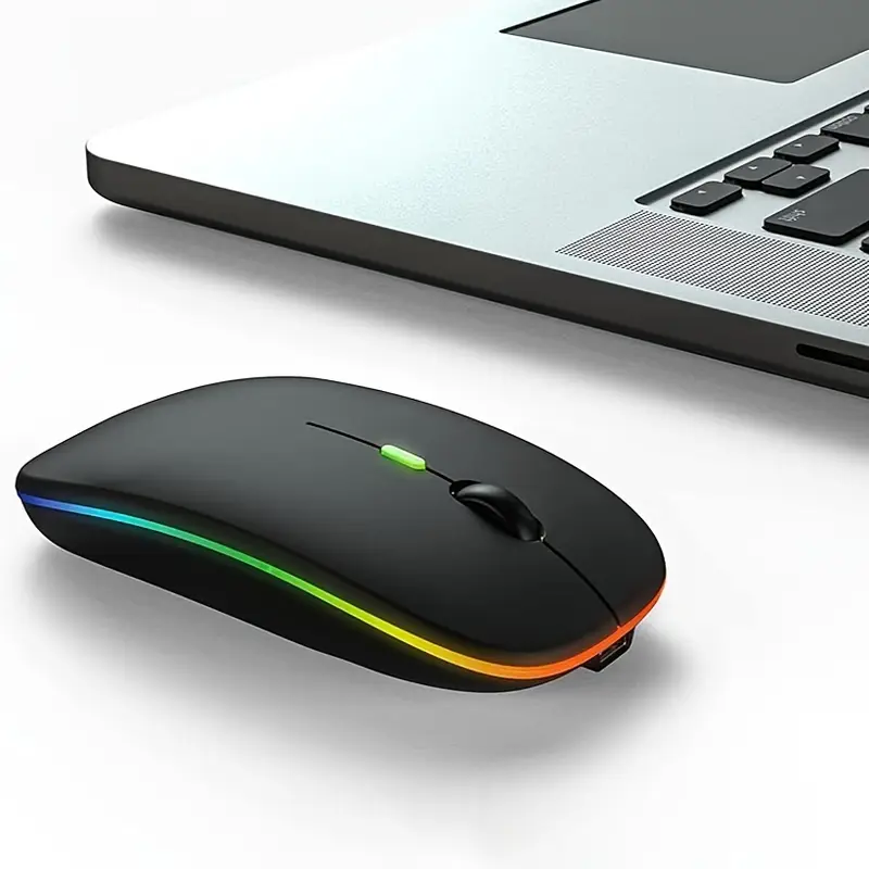 Souris Sans Fil Ultra Fine, Souris Optique à Double Mode LED, Souris Sans Fil Silencieuse Portable avec Récepteur USB, Commutation de Mode 2.4G et Sans Fil, Rechargeable, Compatible avec PC, Tablette, Laptop, Desktop, Ordinateur Portable, Bureau, Maison, Jeu Waffir.Ma Gaming Maroc