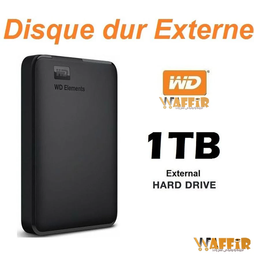 Western Digital Disque Dur Externe WD 1TB Super Vitesse USB 3.0 Elements Portable disque dur externe 1000Go Waffir.Ma Disque Dur Externe Maroc
