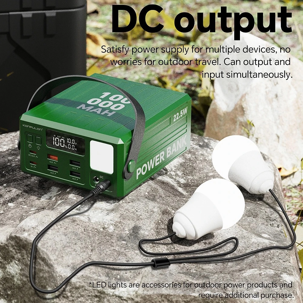 Konfulon Power Bank 100000mAh, 22.5W, LED, Konfulon A45Q 100000mAh Charge rapide, grande capacité, multi-ports, camping en plein air Waffir.Ma Konfulon PowerBank Maroc Des