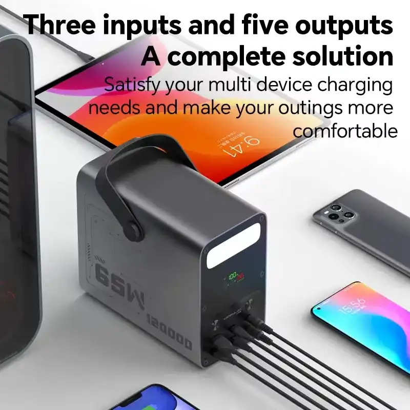 Konfulon Power Bank 120000mAh Fast Charge 65W Model A70Q, Batterie externe Konfulon 120 000 mAh, station d'alimentation haute capacité à charge rapide PD 65 W LiFePO4, LCD, Compatible avec iPhone 17, Samsung, iPad, MacBook .. Waffir.Ma Konfulon Maroc