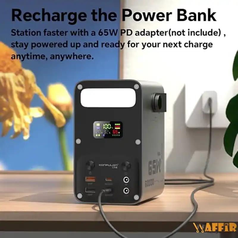 Konfulon Power Bank 60000mAh Fast Charge 65W Model A69Q, Batterie externe Konfulon 60 000 mAh, charge rapide PD 65 W LiFePO4, LCD, Compatible avec iPhone 17, Samsung, iPad, MacBook .. Waffir.Ma Konfulon Maroc