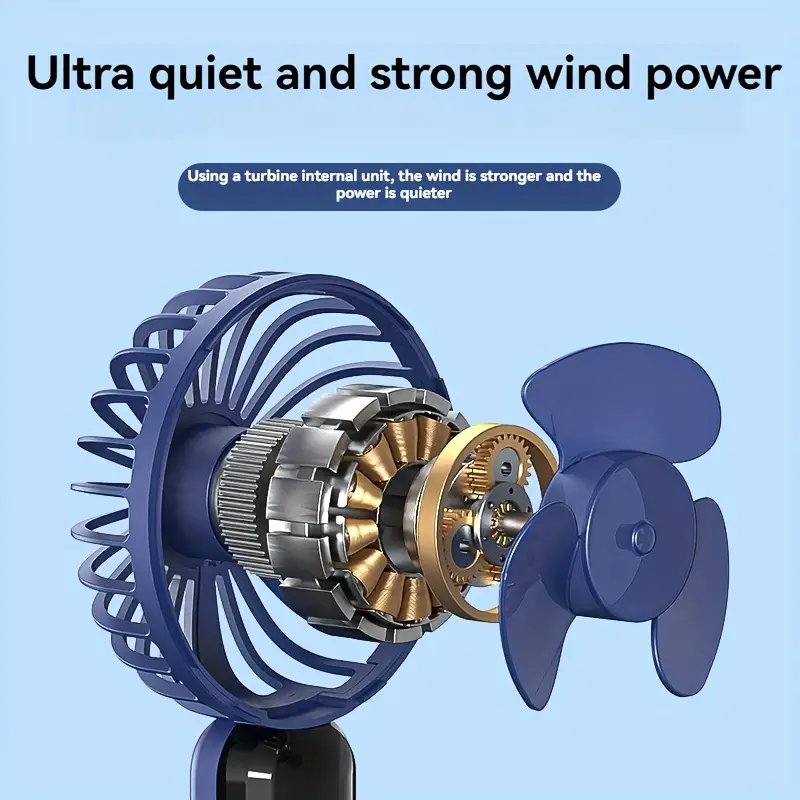 Ventilateur portable avec affichage LED, 5 vitesses, rechargeable par USB, pliable, contrôle tactile, intérieur/extérieur, plastique, ≤36V, batterie au lithium 800mAh, ventilateur de voyage compact Waffir.MA Ventilateur Maroc