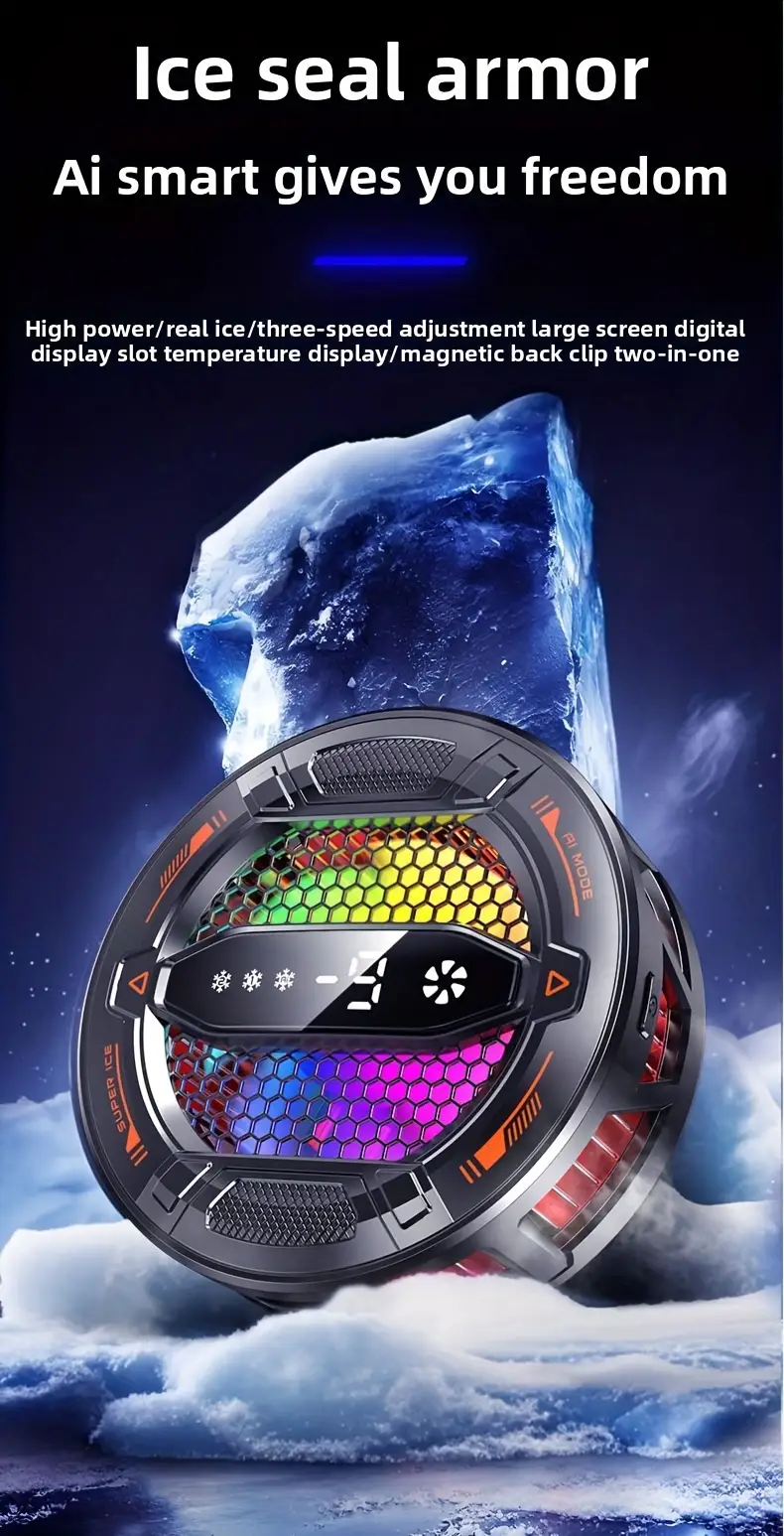 Refroidisseur de téléphone portable Cool Multicolor Light, refroidisseur magnétique à glace pour tablette, refroidisseur magnétique à semi-conducteur, refroidisseur intelligent à glace AI Maroc Des