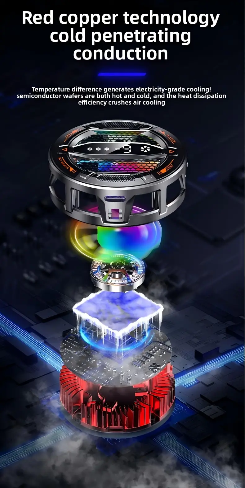 Refroidisseur de téléphone portable Cool Multicolor Light, refroidisseur magnétique à glace pour tablette, refroidisseur magnétique à semi-conducteur, refroidisseur intelligent à glace AI Maroc Des