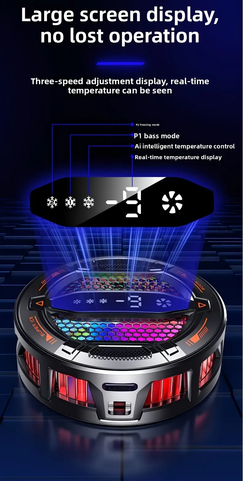 Refroidisseur de téléphone portable Cool Multicolor Light, refroidisseur magnétique à glace pour tablette, refroidisseur magnétique à semi-conducteur, refroidisseur intelligent à glace AI Maroc Des