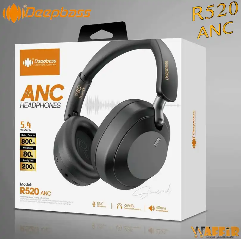 Casque Bluetooth Deepbass R520 ANC, Stéréo, Casque Sans Fil Deepbass R520 jusqu’à 80 Heures d’écoute Deepbass R510 Waffir.Ma DeepBass Maroc