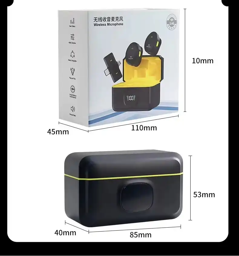 Microphone Lavalier Mini Sans Fil Compatible iPhone Android, Design Magnétique à Clipser, Interface USB-C + Lightning et Fonction de Réduction de Bruit Waffir.Ma Microphone Maroc
