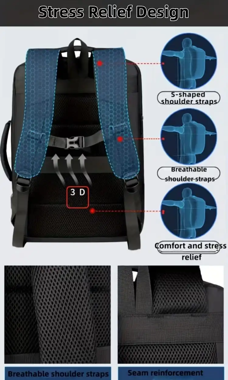 Sac à dos Expansion pour ordinateur portable, sac à dos de voyage d'affaires, sac à dos universitaire unisexe, adapté aux ordinateurs portables et notebooks de 15,6 pouces  Sac à dos business Expansion +6 CM Maroc