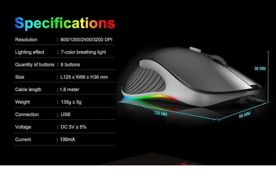 IMice-X6 souris de jeu ergonomique filaire, 6400 DPI, rétro-éclairage LED, USB, pour ordinateur PC et portable Gamer Pro Waffir-Maroc