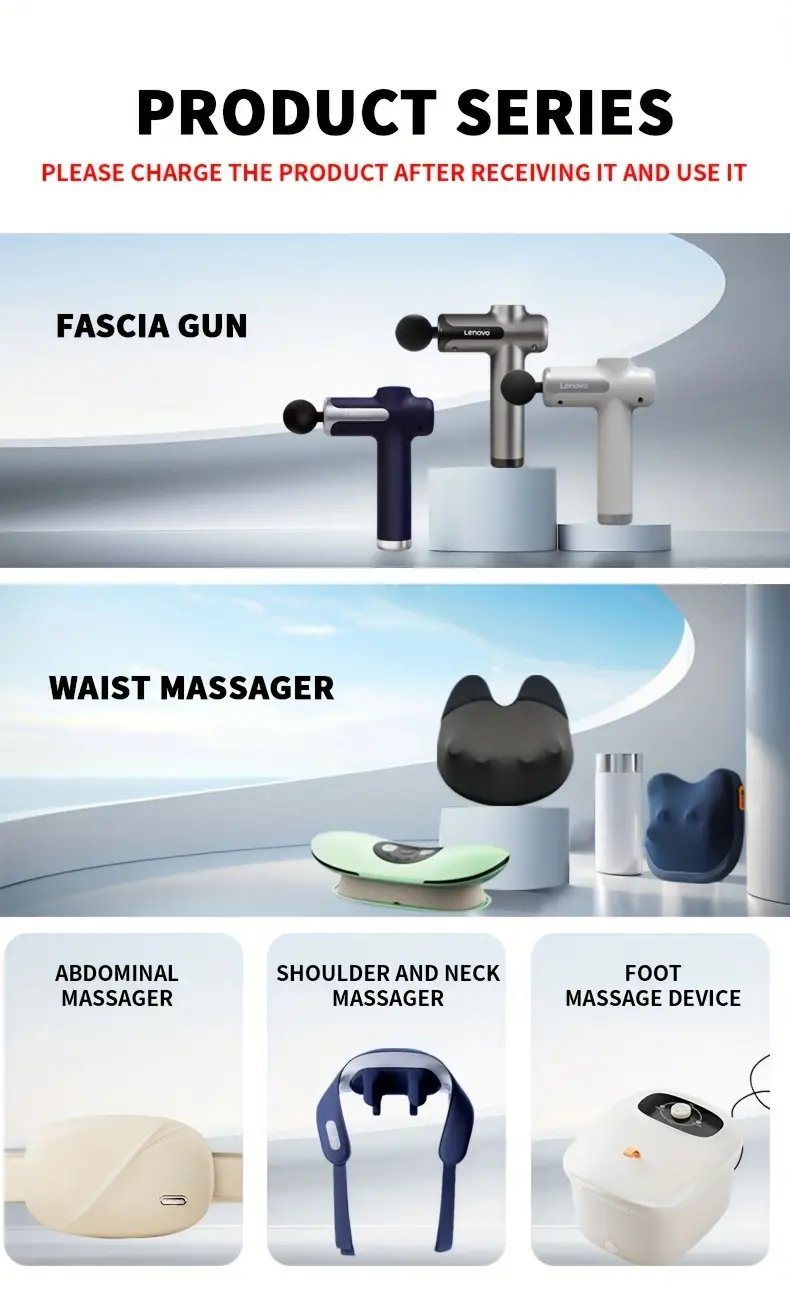 Pistolet de Massage Lenovo Percussion Silencieuse, 8 modes de massage, Rechargeable, Lenovo Massage Gun professionnel, pour les athlètes, les jambes, meilleurs cadeaux Waffir.Ma Massage Gun Lenovo Maroc DES