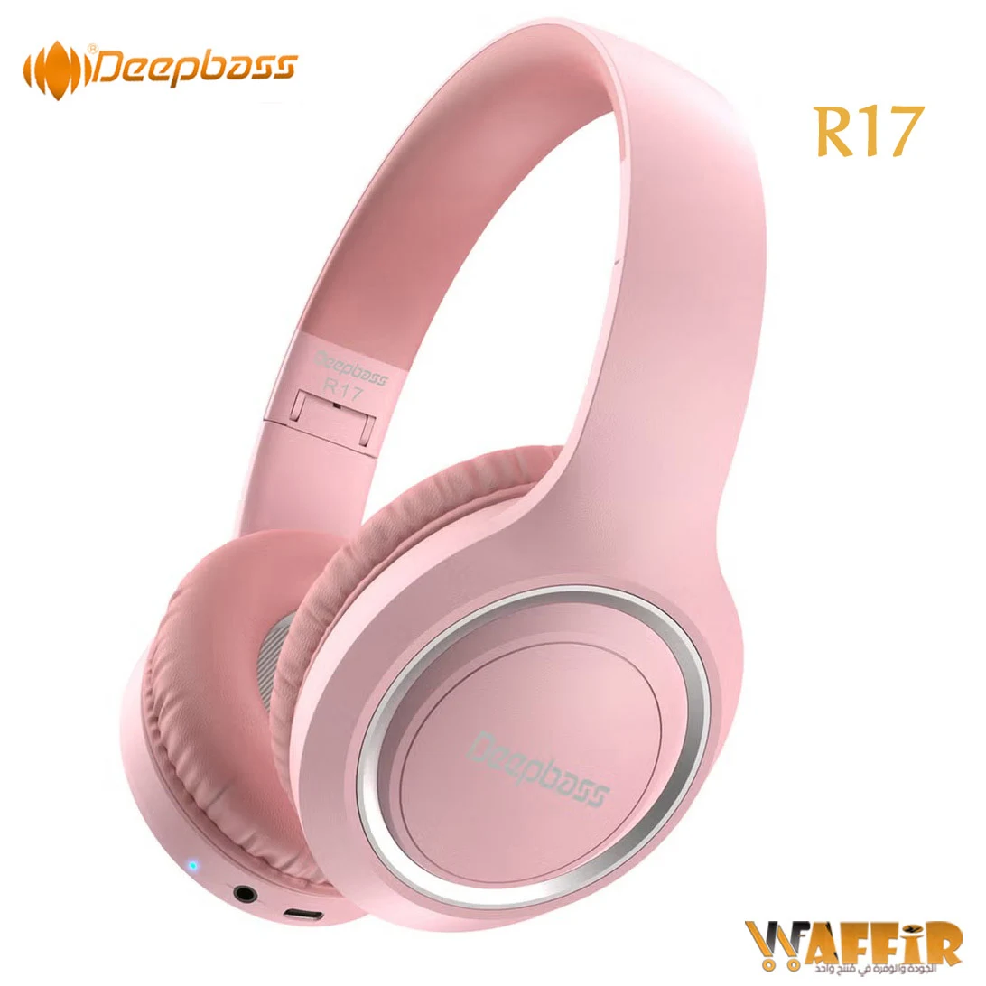 DeepBass headphones R17 Ecouteurs Casque Bluetooth V5,3 sans fil, Support TF, FM, Audio input Deep Bass headphone R17 Rose
