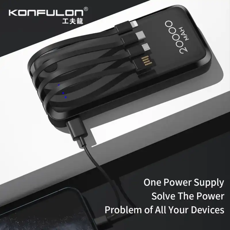 KONFULON Power bank A23S 20000mAh Come with Charging Cable Konfulon 20000mAh Power bank Waffi.Ma Konfulon PowerBank Maroc