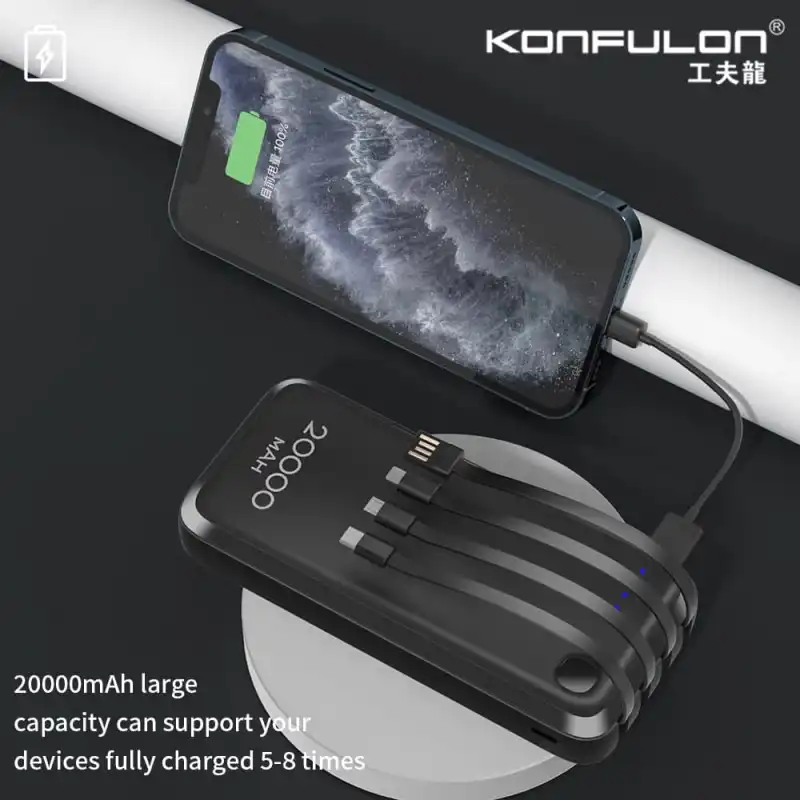 KONFULON Power bank A23S 20000mAh Come with Charging Cable Konfulon 20000mAh Power bank Waffi.Ma Konfulon PowerBank Maroc