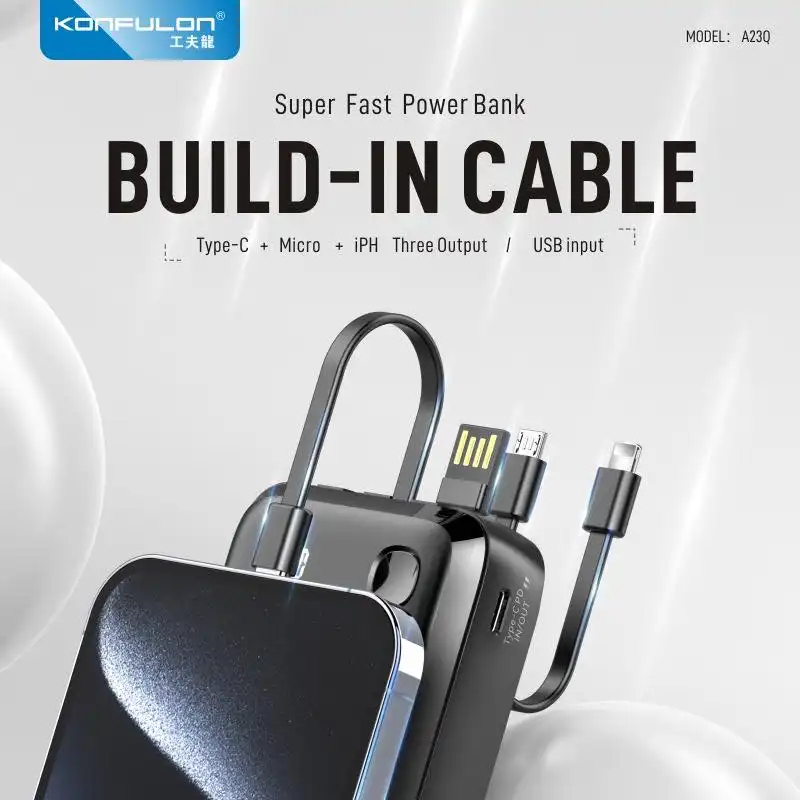 KONFULON Power bank A23S 20000mAh Come with Charging Cable Konfulon 20000mAh Power bank Waffi.Ma Konfulon PowerBank MaroC