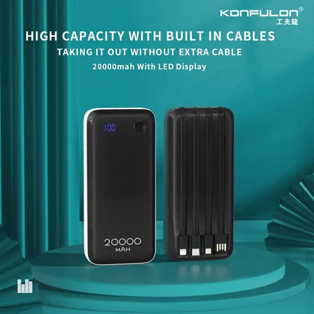 KONFULON Power bank A23S 20000mAh Come with Charging Cable Konfulon 20000mAh Power bank Waffi.Ma Konfulon PowerBank MaroC