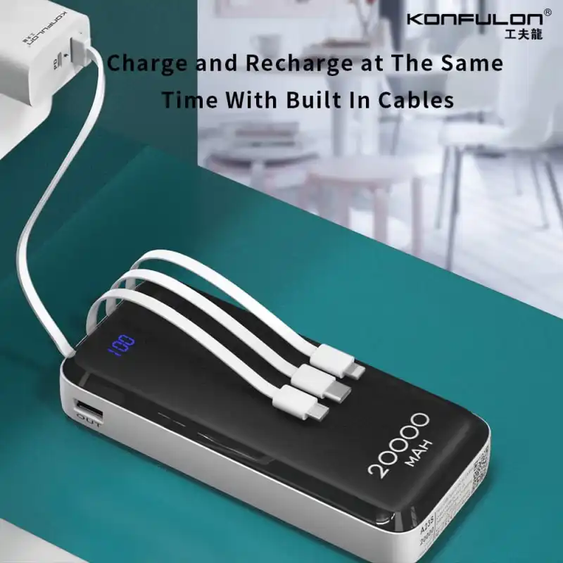 KONFULON Power bank A23S 20000mAh Come with Charging Cable Konfulon 20000mAh Power bank Waffi.Ma Konfulon PowerBank Maroc