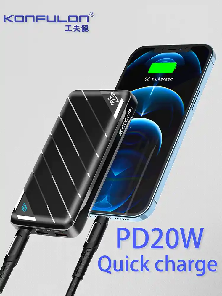 Power Bank Konfulon 20000mAh PD 22.5W charge rapide QC3.0 20W batterie Externe Portable PowerBanK Konfulon Q13P pour Samsung 226 ULTRA iPhone 17 PRO MAX Xiaomi WAFFIR.MA KONFULON MAROC 2026