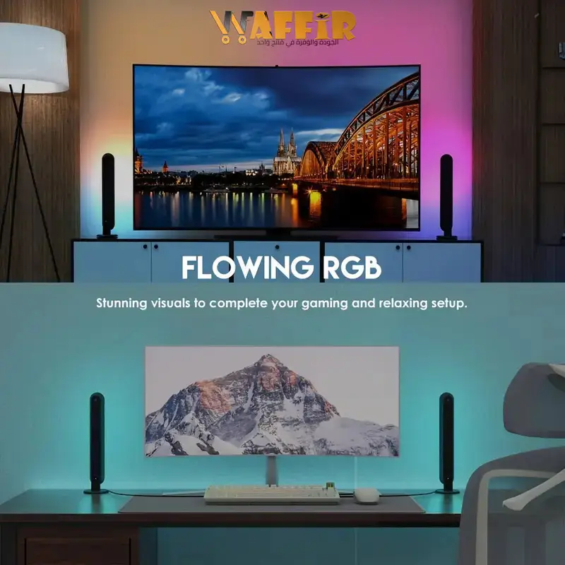 2 Pcs DES Barres Lumineuses LED Gamer Intelligentes Vibrantes avec Télécommande, USB, Rétroéclairage TV Changeant de Couleur pour Soirées de Jeux et de Cinéma Immersives, Lumières RGB de Jeu LED Waffir .Ma Led Maroc