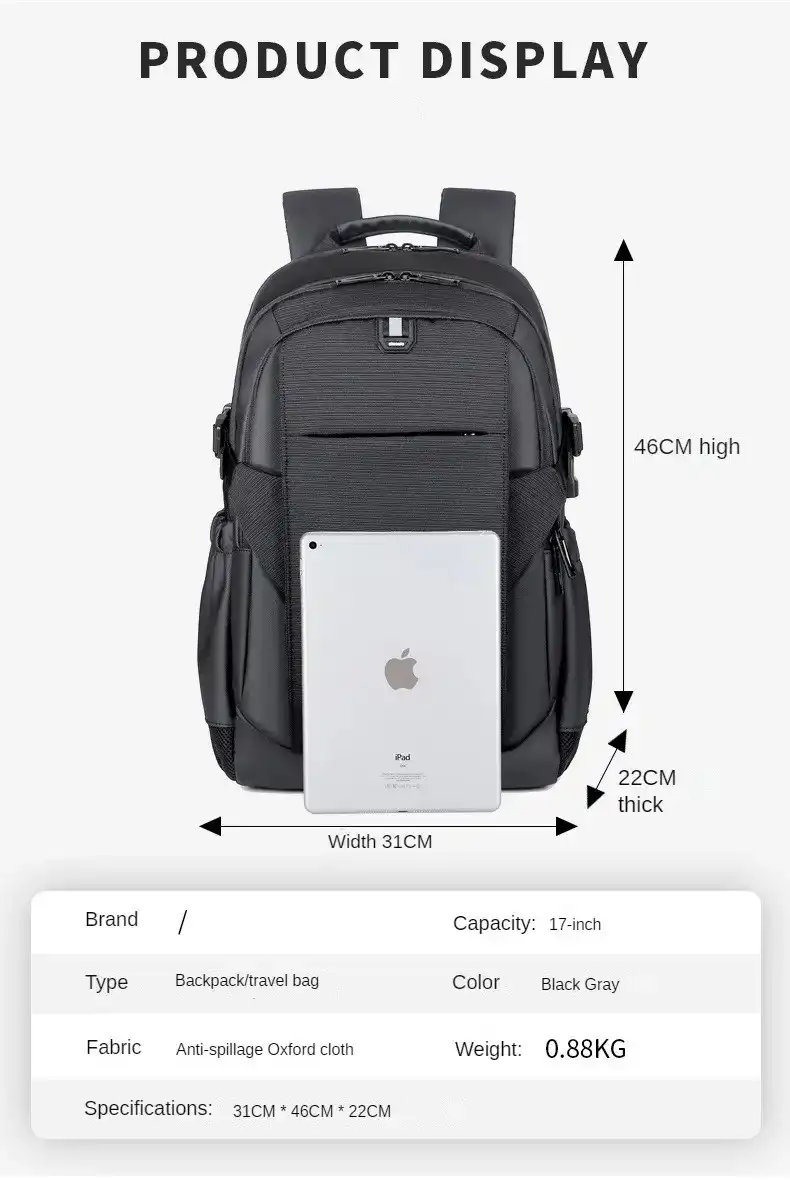 Cartable pc portable Sac à dos Business étanche pour ordinateur portable pour hommes et femmes , sac d'école vintage, chargement USB, sac à dos suisse, sac à dos de voyage, 15.6 17 pouces Waffir.Ma SAC 