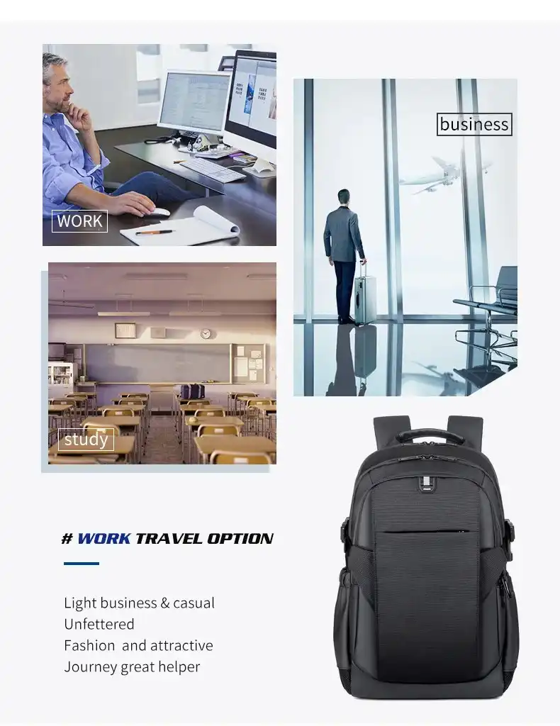 Cartable pc portable Sac à dos Business étanche pour ordinateur portable pour hommes et femmes , sac d'école vintage, chargement USB, sac à dos suisse, sac à dos de voyage, 15.6 17 pouces Waffir.Ma SAC 