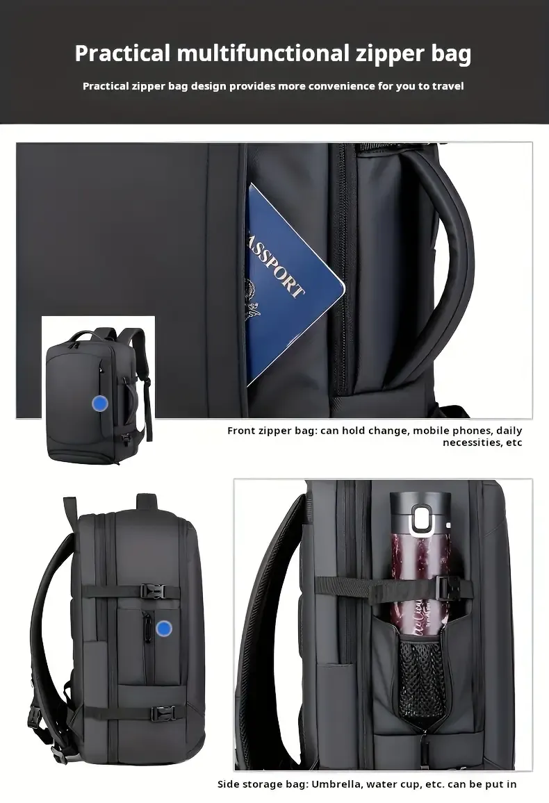Sac à dos pour ordinateur portable multifonctionnel et extensible de grande capacité pour les affaires et les déplacements décontractés, adapté aux hommes et aux femmes Waffir.Ma Sac Affiare Des
