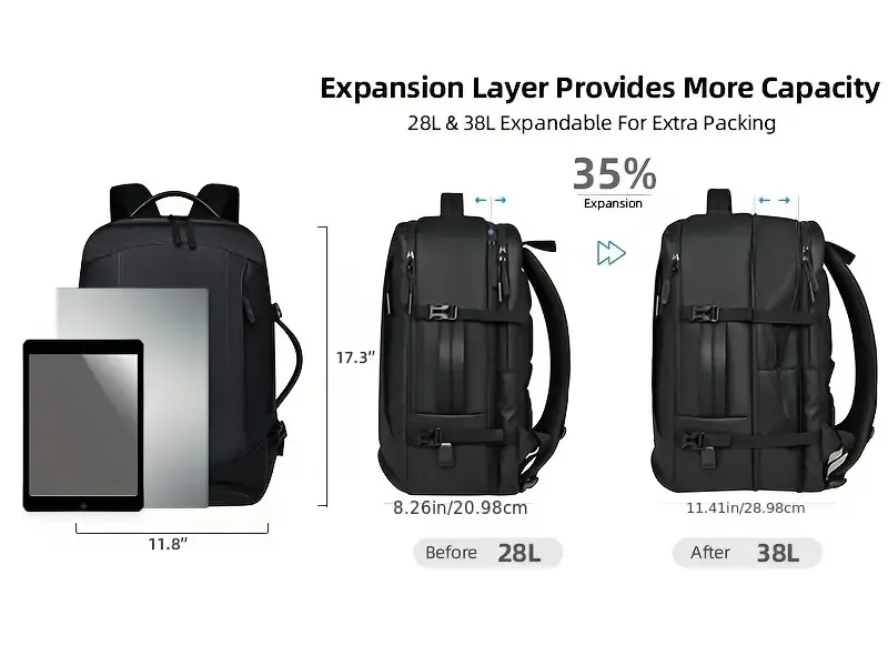 Sac à dos pour ordinateur portable multifonctionnel et extensible de grande capacité pour les affaires et les déplacements décontractés, adapté aux hommes et aux femmes Waffir.Ma Sac Affiare Des
