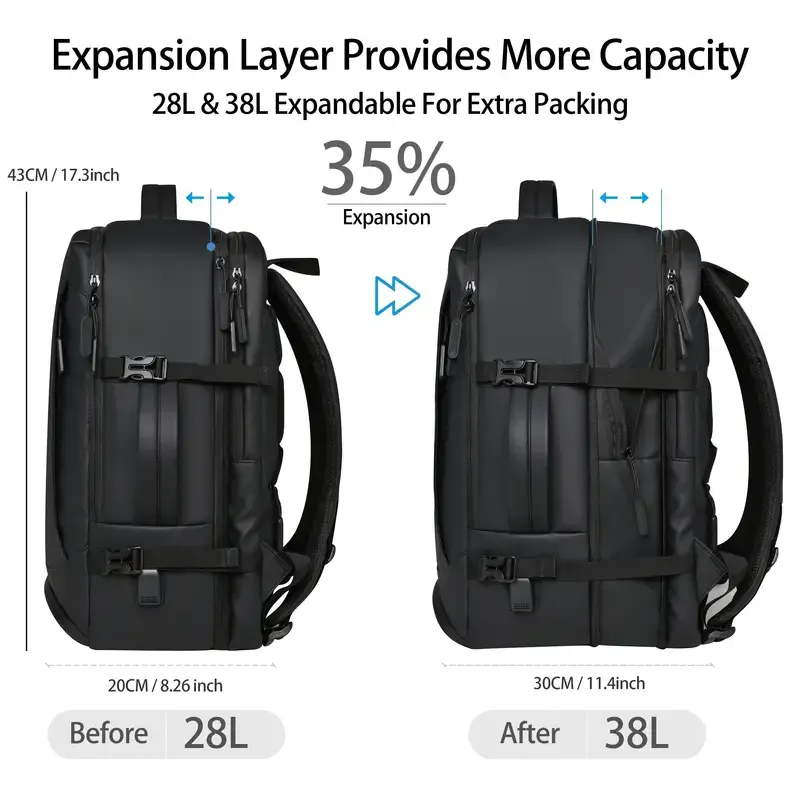 Sac à dos pour ordinateur portable multifonctionnel et extensible de grande capacité pour les affaires et les déplacements décontractés, adapté aux hommes et aux femmes Waffir.Ma Sac Affiare Des